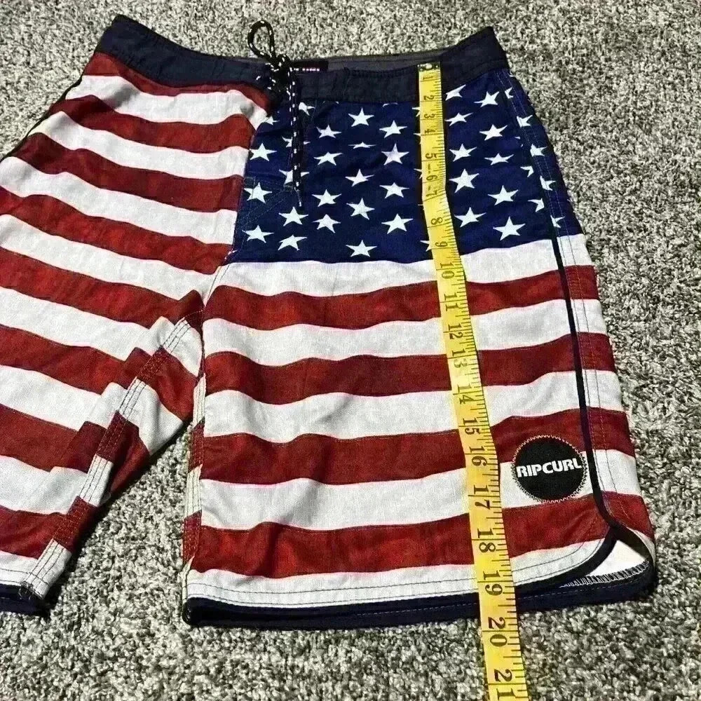 Rip Curl Patriotic Red White Blue Stars Stripes USA Flag Board Shorts Mens 29 - Picture 2 of 12